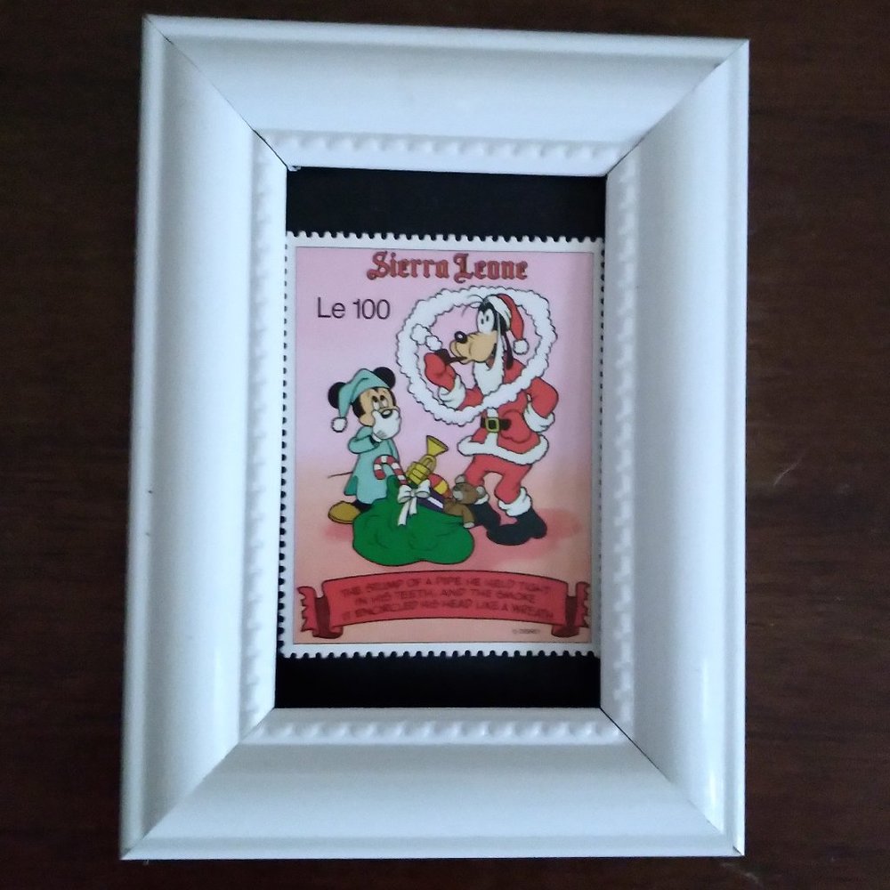 Framed Stamp Art - Disney Stamp Art - Goofy As Santa - Night Before Chri…